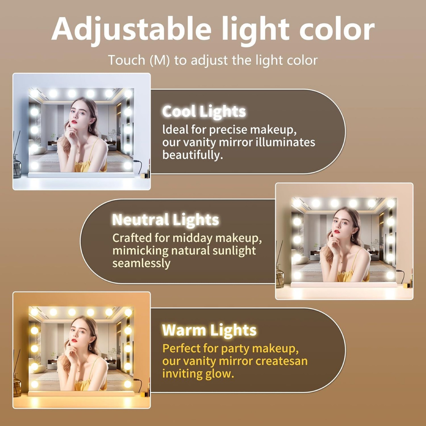 Vanity Mirror, Dimmable LED Bulbs, USB charging, 23”x18” - photo 2