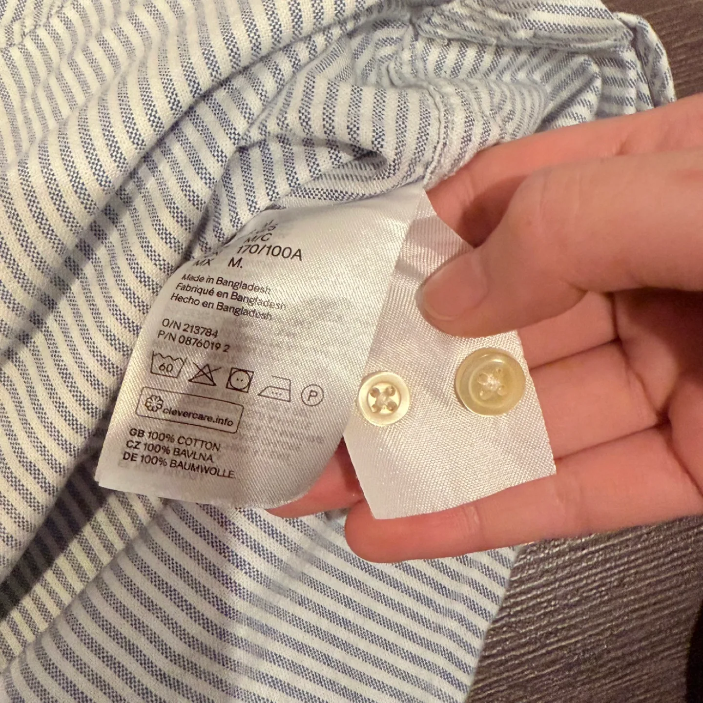 Men's H&M Blue Striped Long Sleeve Shirt - size M image indicator(4)