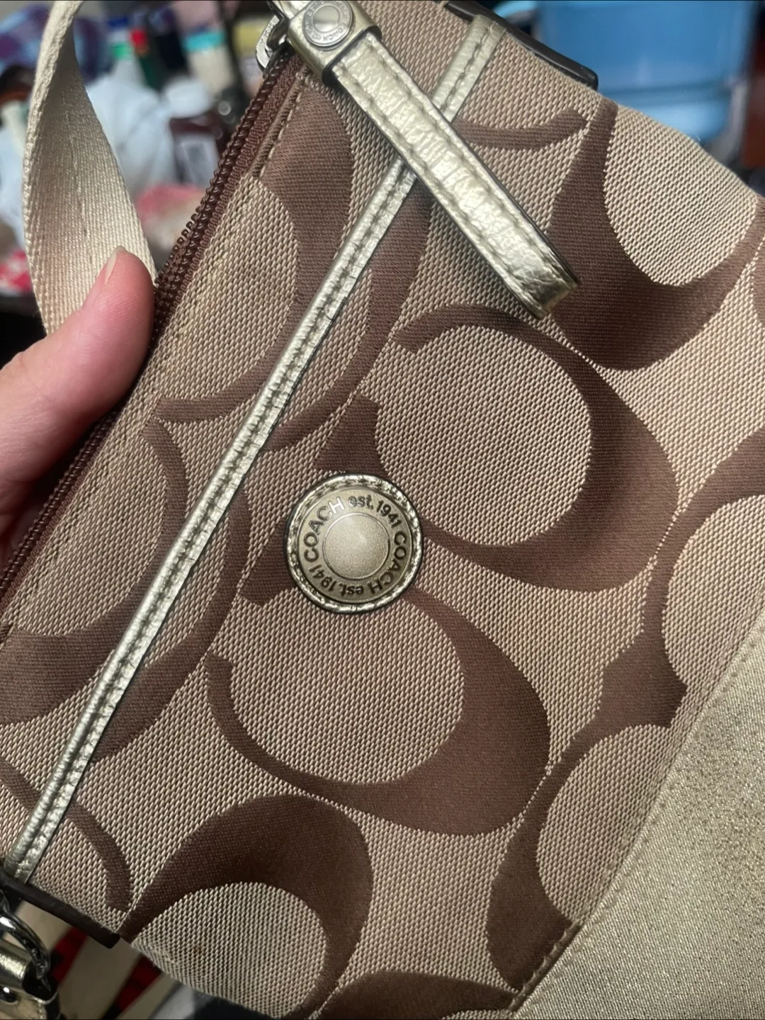 Coach Signature Brown and Beige Crossbody Bag image indicator(4)