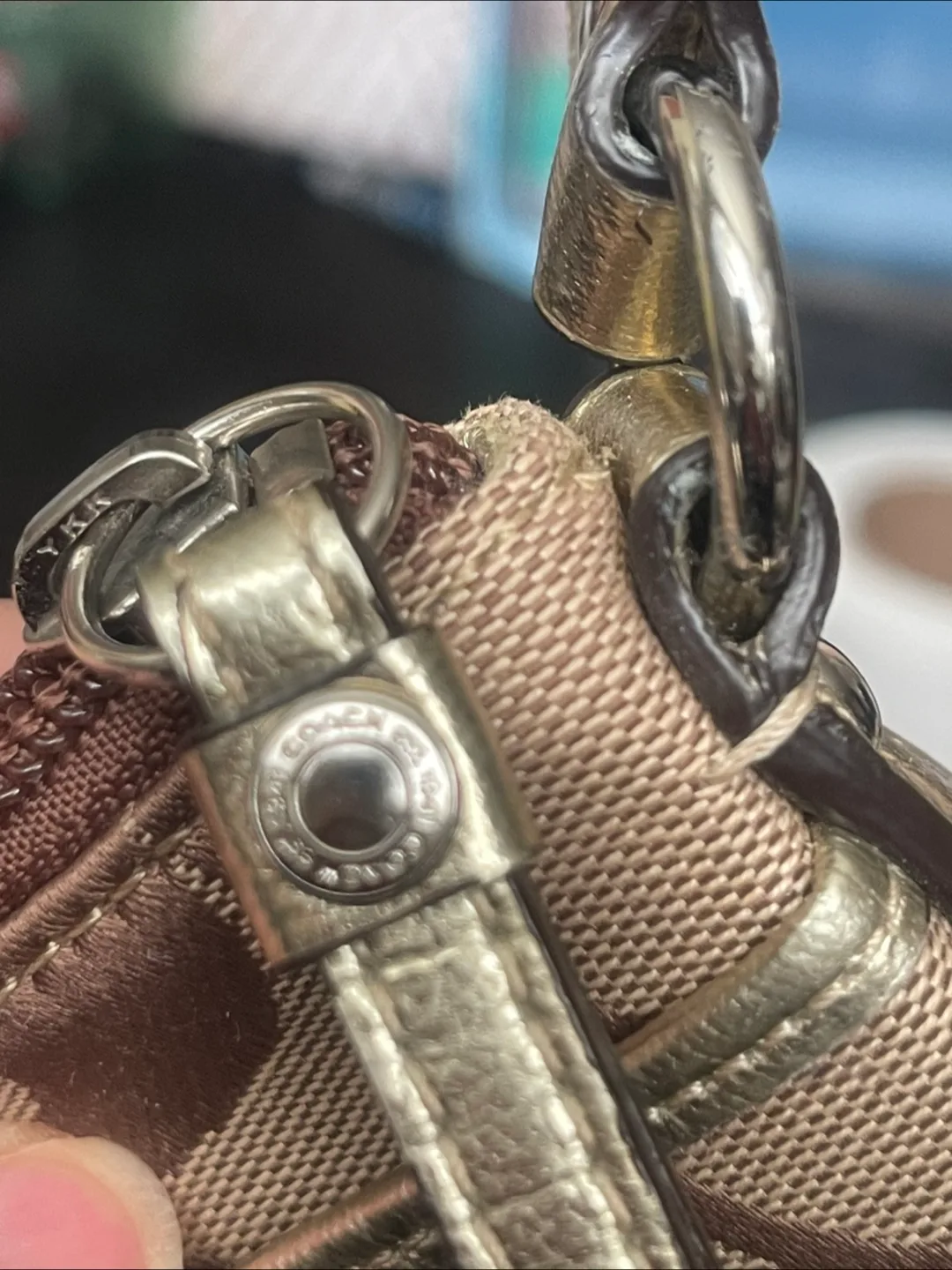 Coach Signature Brown and Beige Crossbody Bag thumbnail