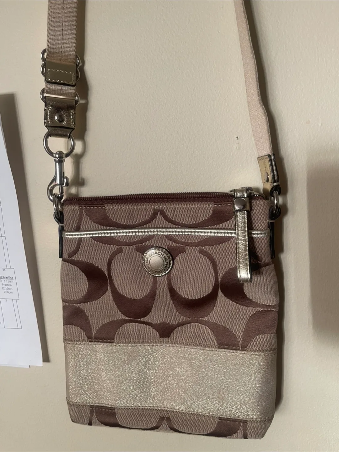 Coach Signature Brown and Beige Crossbody Bag image indicator(2)