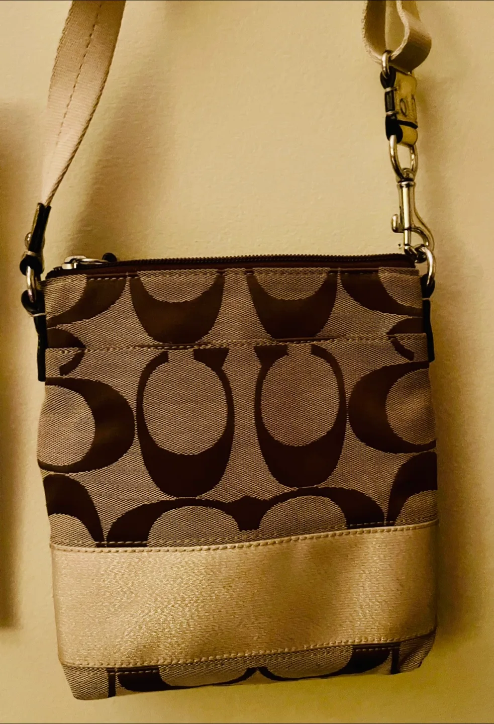 Coach Signature Brown and Beige Crossbody Bag image indicator(9)