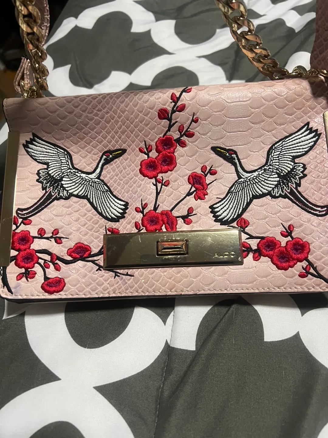 ALDO Pink Embroidered Crossbody Bag thumbnail
