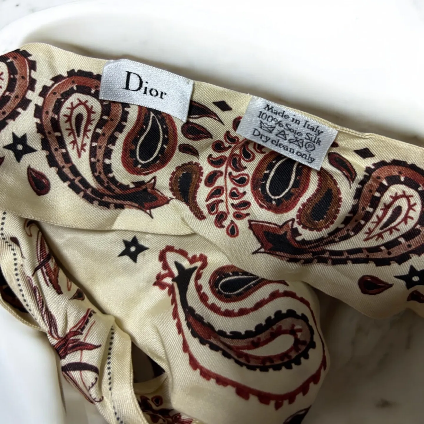 Christian Dior Silk Scarf - Vintage Paisley Print image indicator(3)