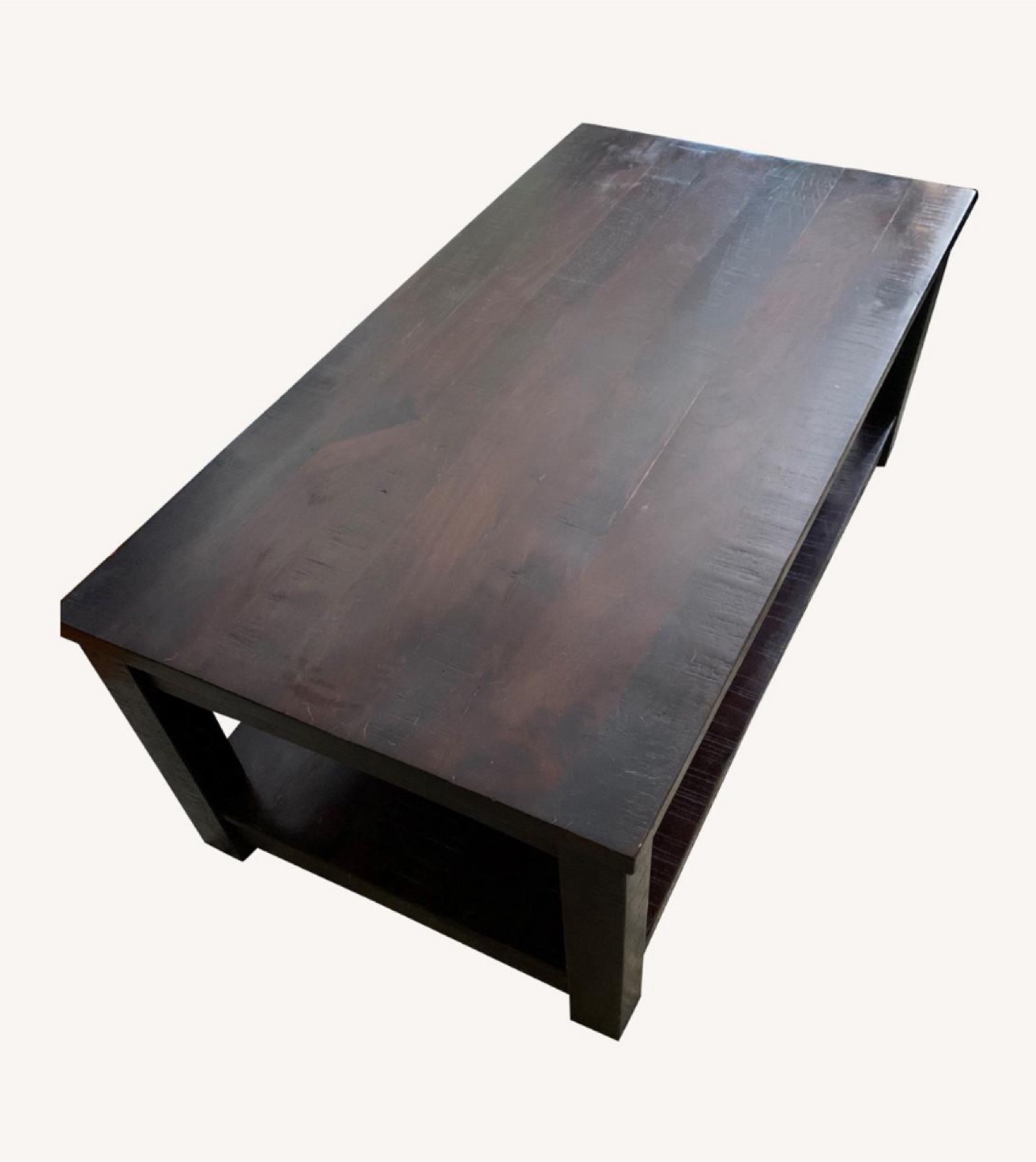 Dark Brown Wood Coffee Table with Shelf - photo 2
