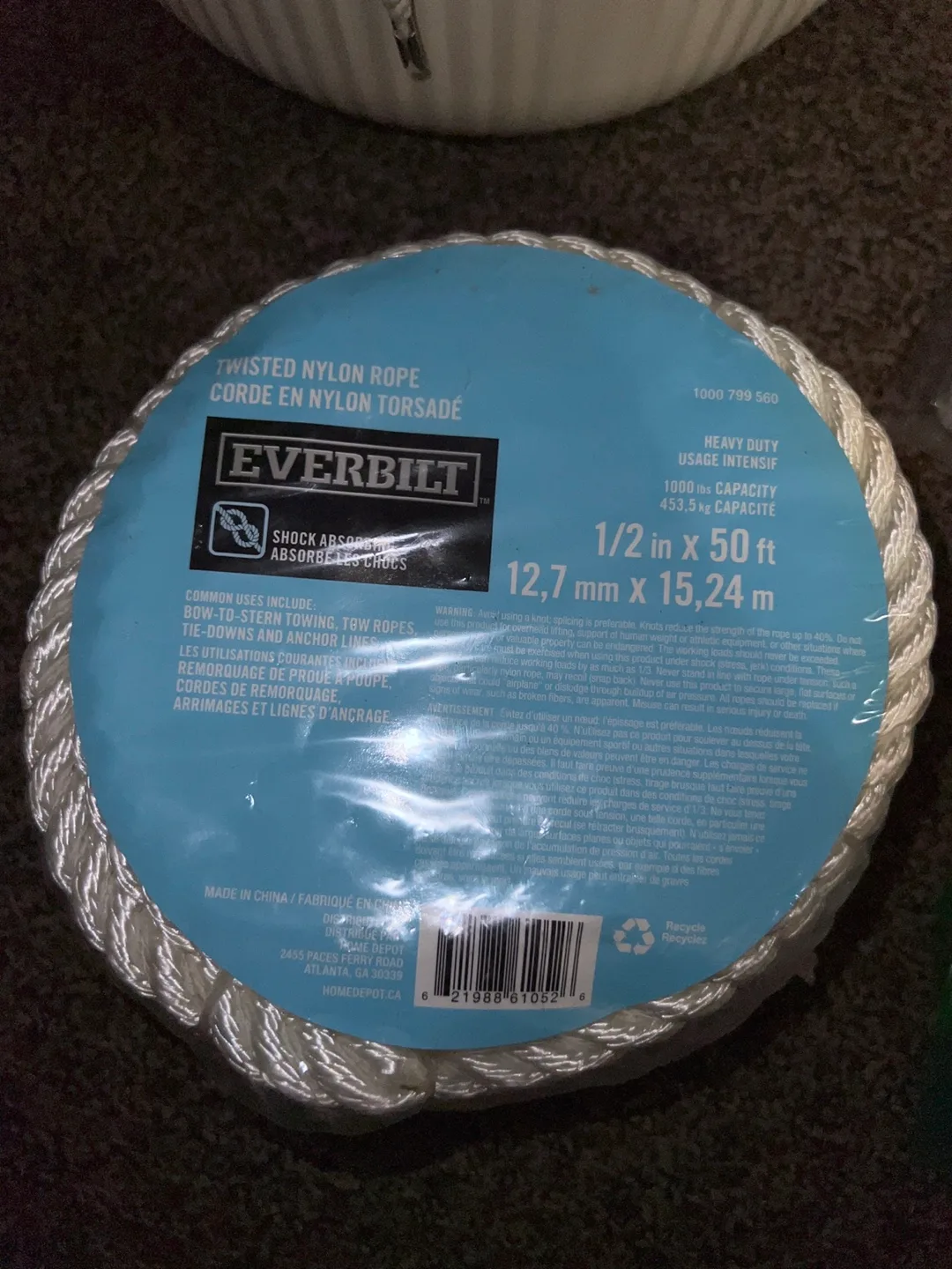Everbilt Twisted Nylon Rope - 1/2 inch x 50 ft thumbnail