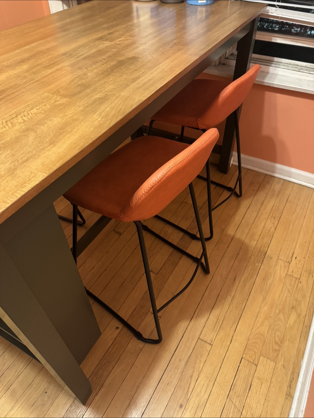 Set of Four Burnt Orange Counter Height Stools - photo 4