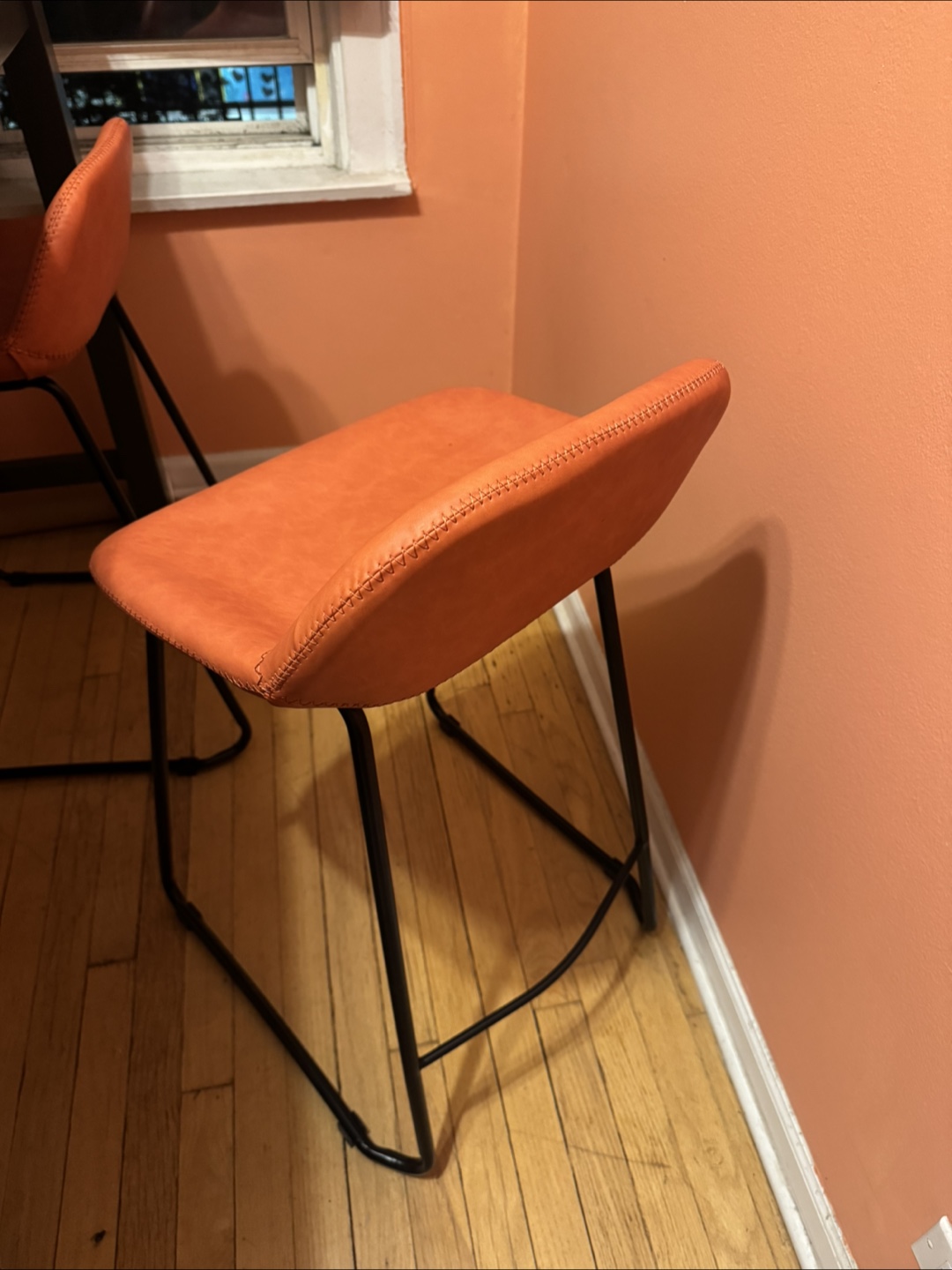 Set of Four Burnt Orange Counter Height Stools - photo 2