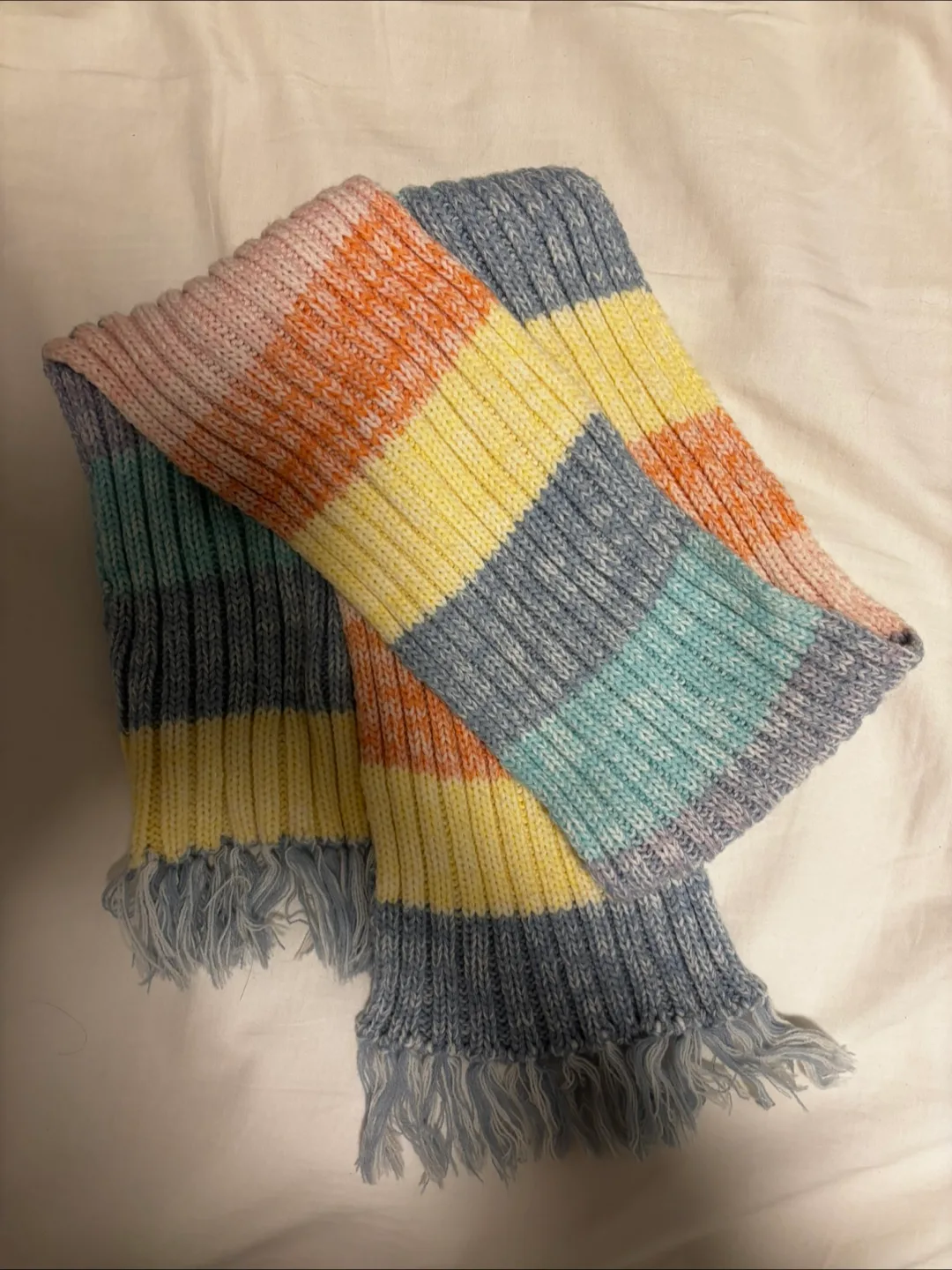 Pastel Striped Knit Scarf thumbnail