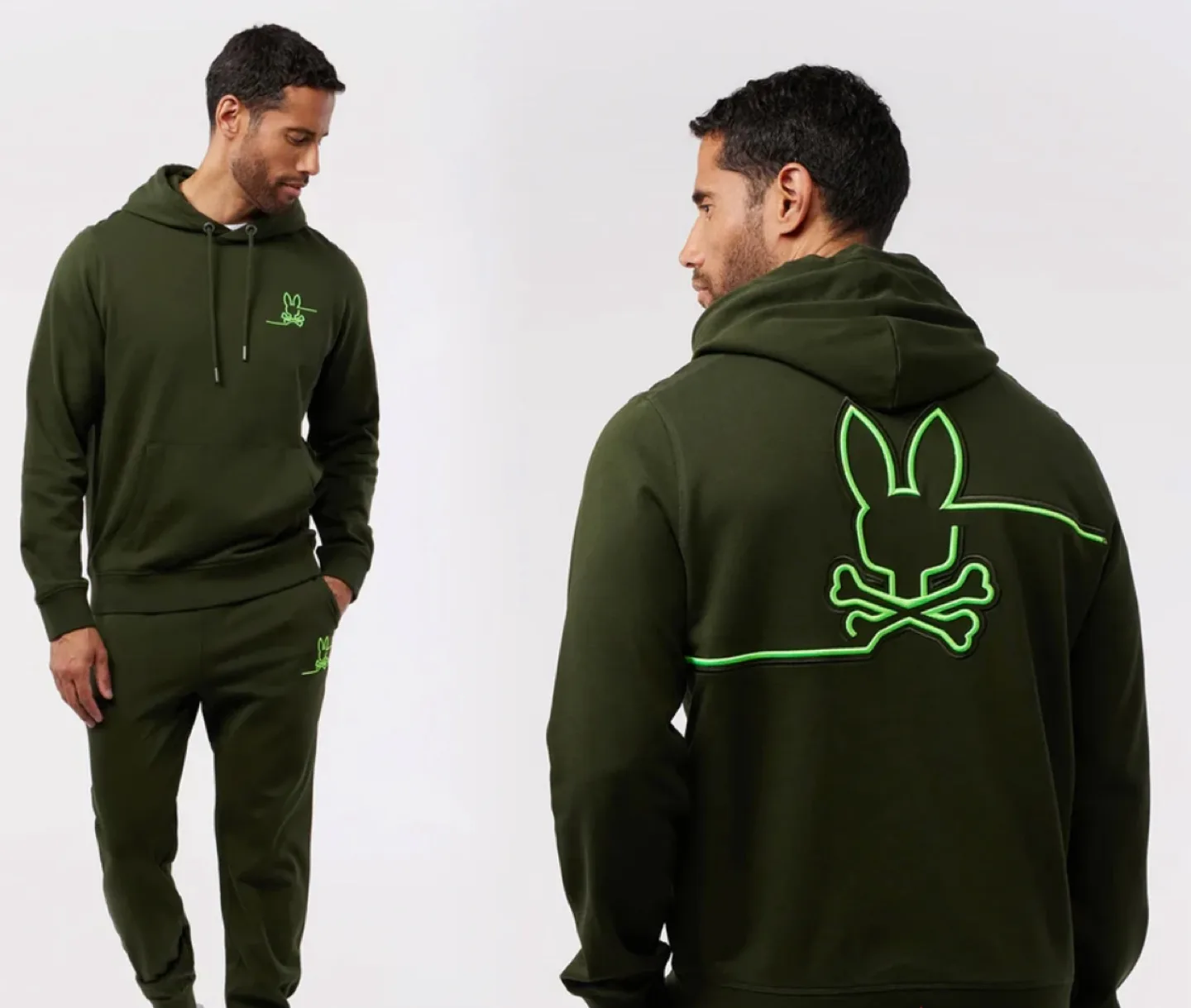 Psycho Bunny Men's Olive Green Hoodie thumbnail