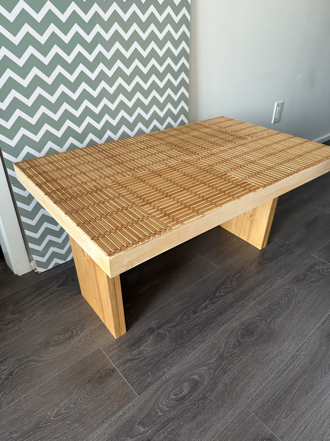 Unique Wooden Coffee Table with Bamboo Top