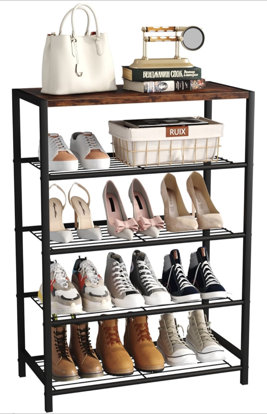 Industrial Style 5-Tier Shoe Rack - photo 3
