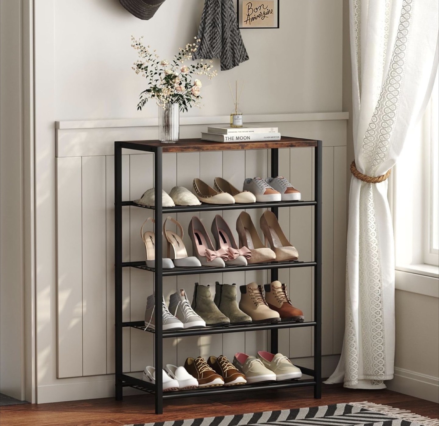 Industrial Style 5-Tier Shoe Rack