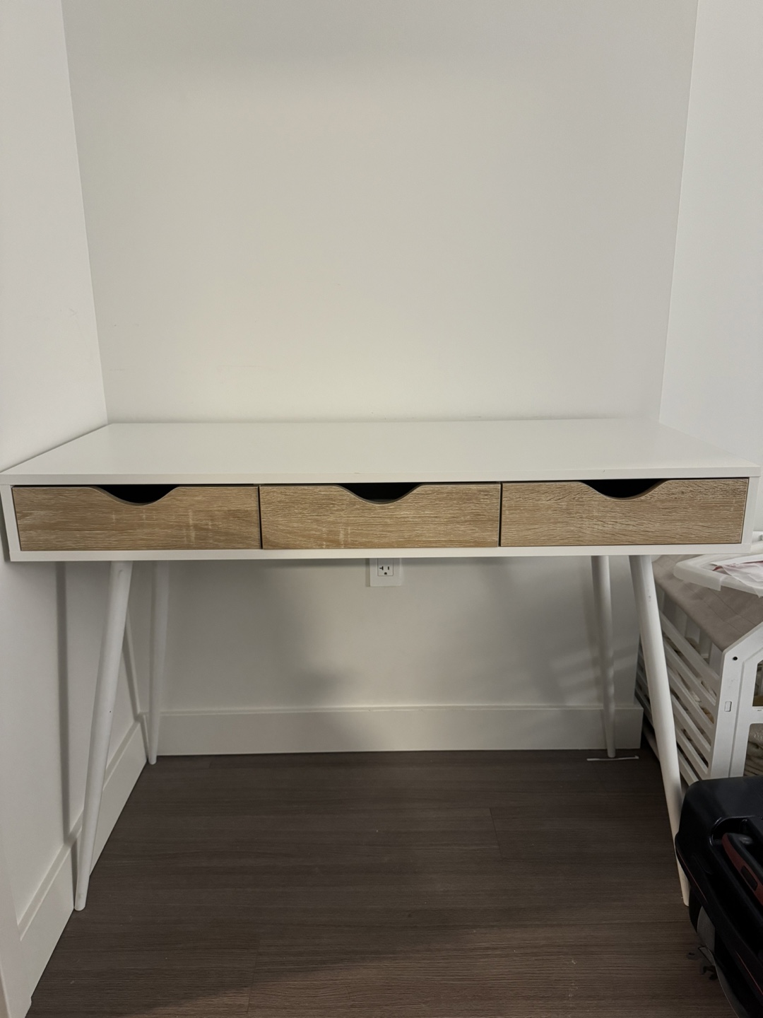 White Desk with Three Drawers and Chair - photo 2