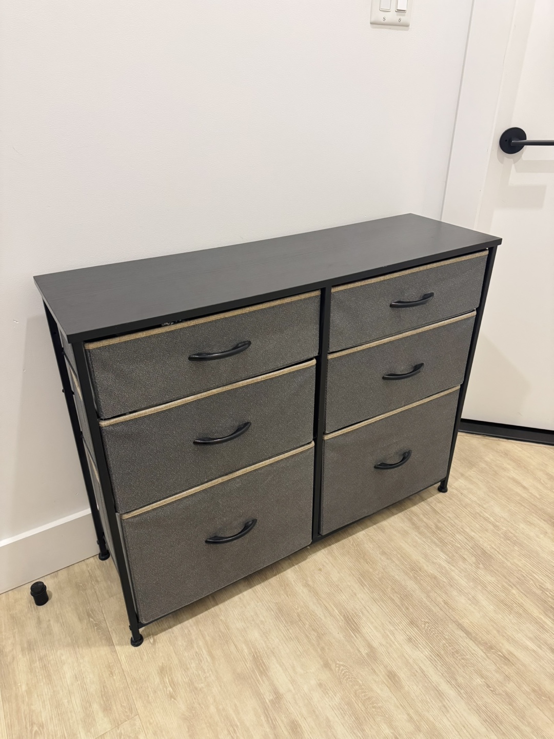 6-Drawer Fabric Dresser with Black Metal Frame