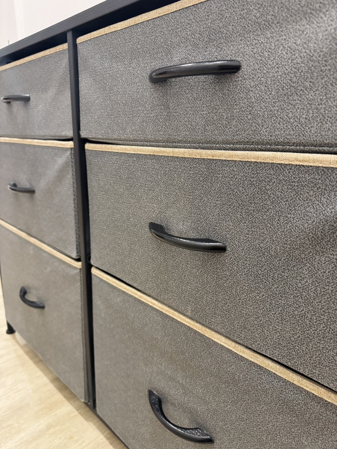 6-Drawer Fabric Dresser with Black Metal Frame - photo 2