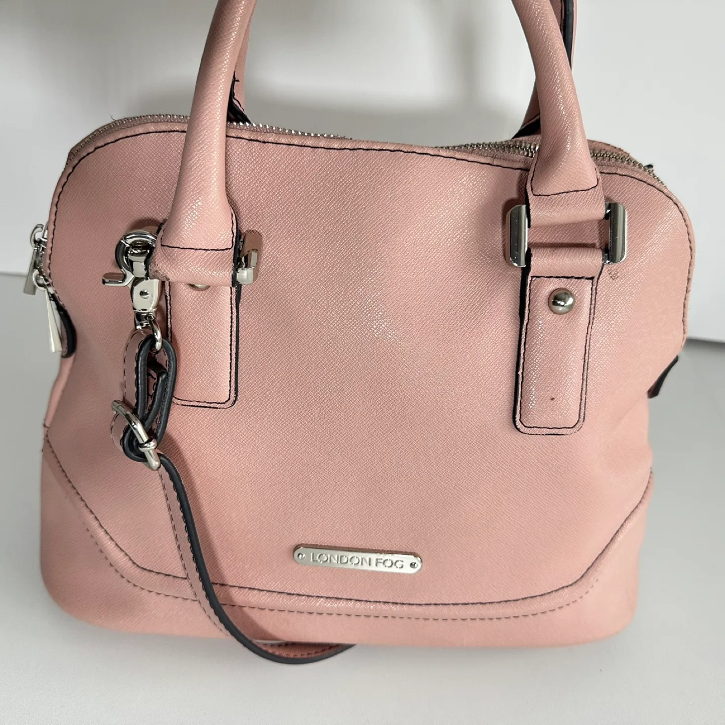 London Fog Pink Dome Satchel Handbag image indicator(10)