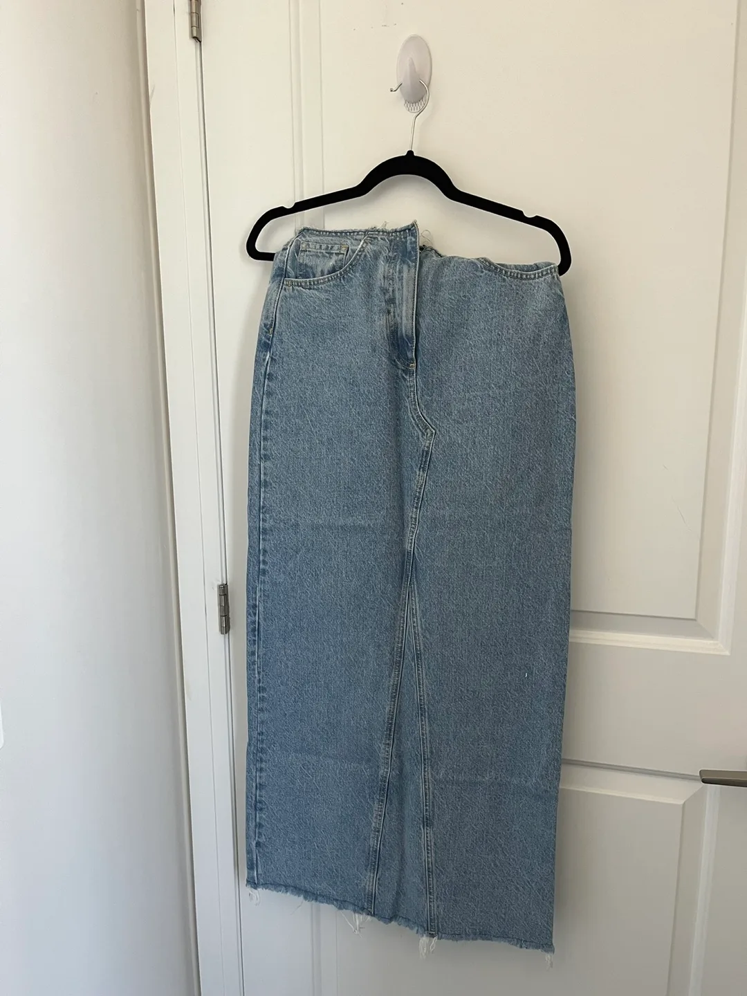 Mango: Light Wash Denim Midi Skirt thumbnail