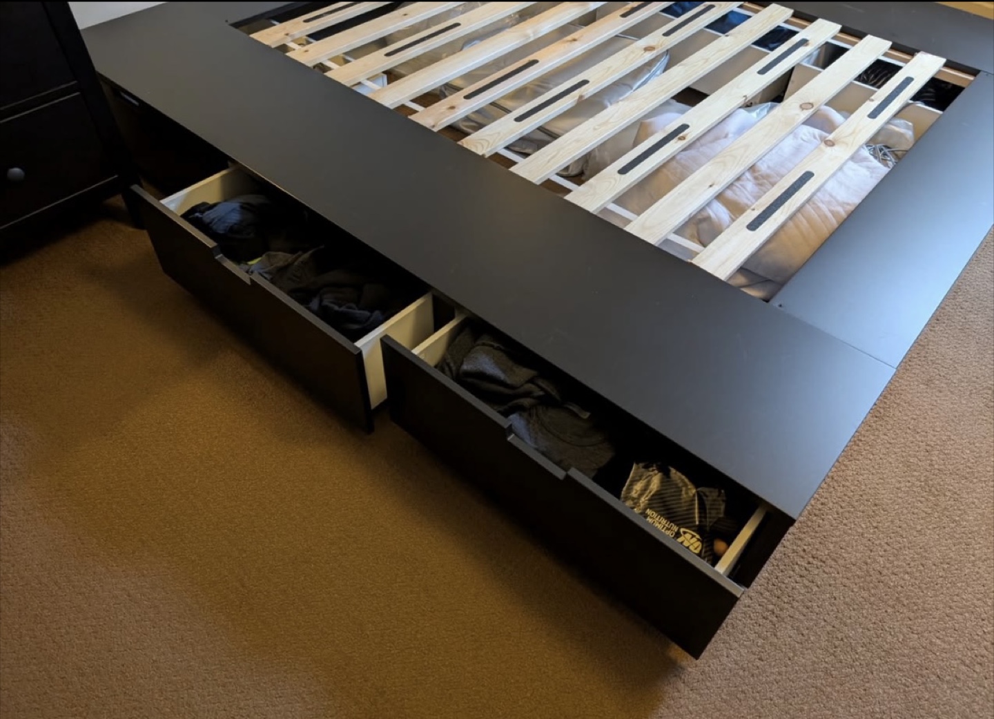 Queen Platform Bed Frame with six Storage Drawers