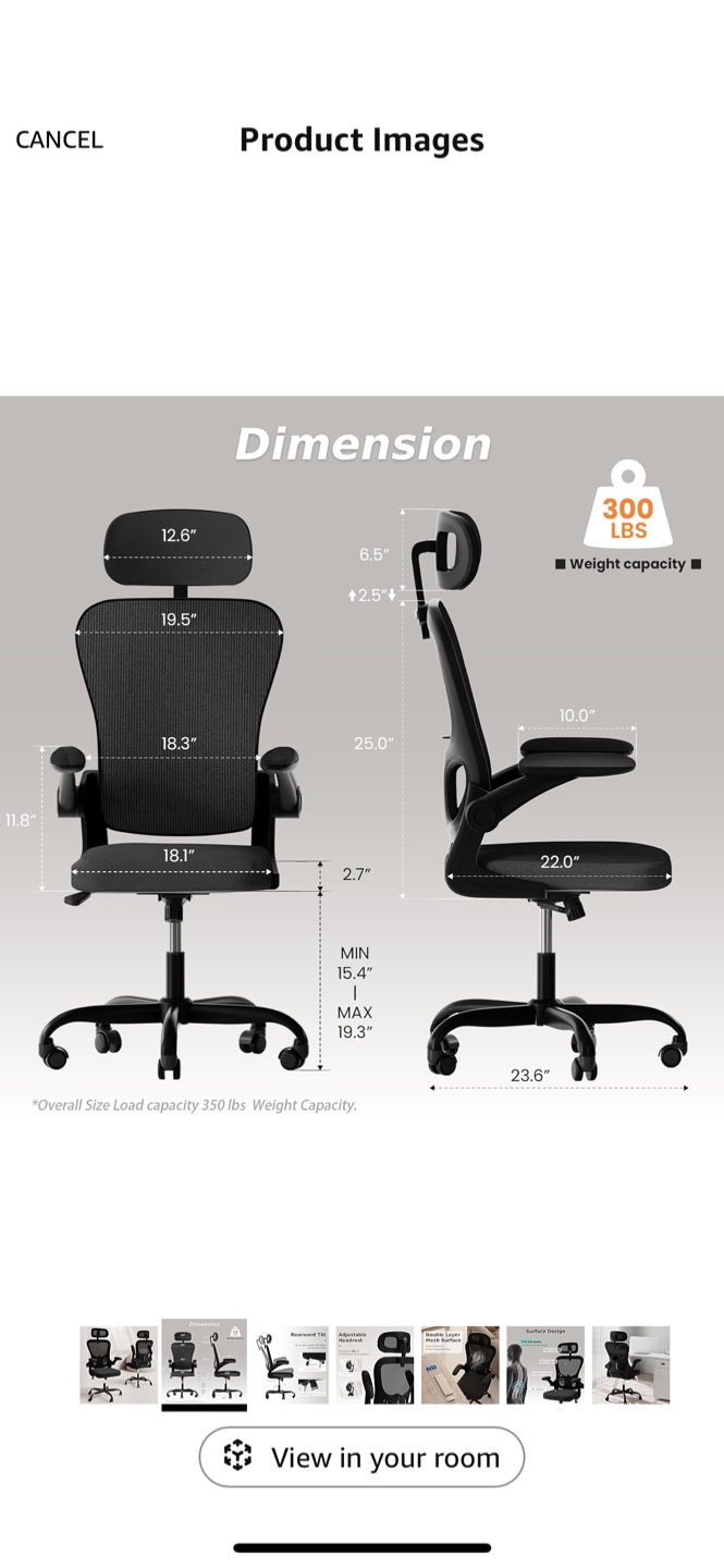 Black Mesh Swivel Office Chair w Neck Support - photo 2