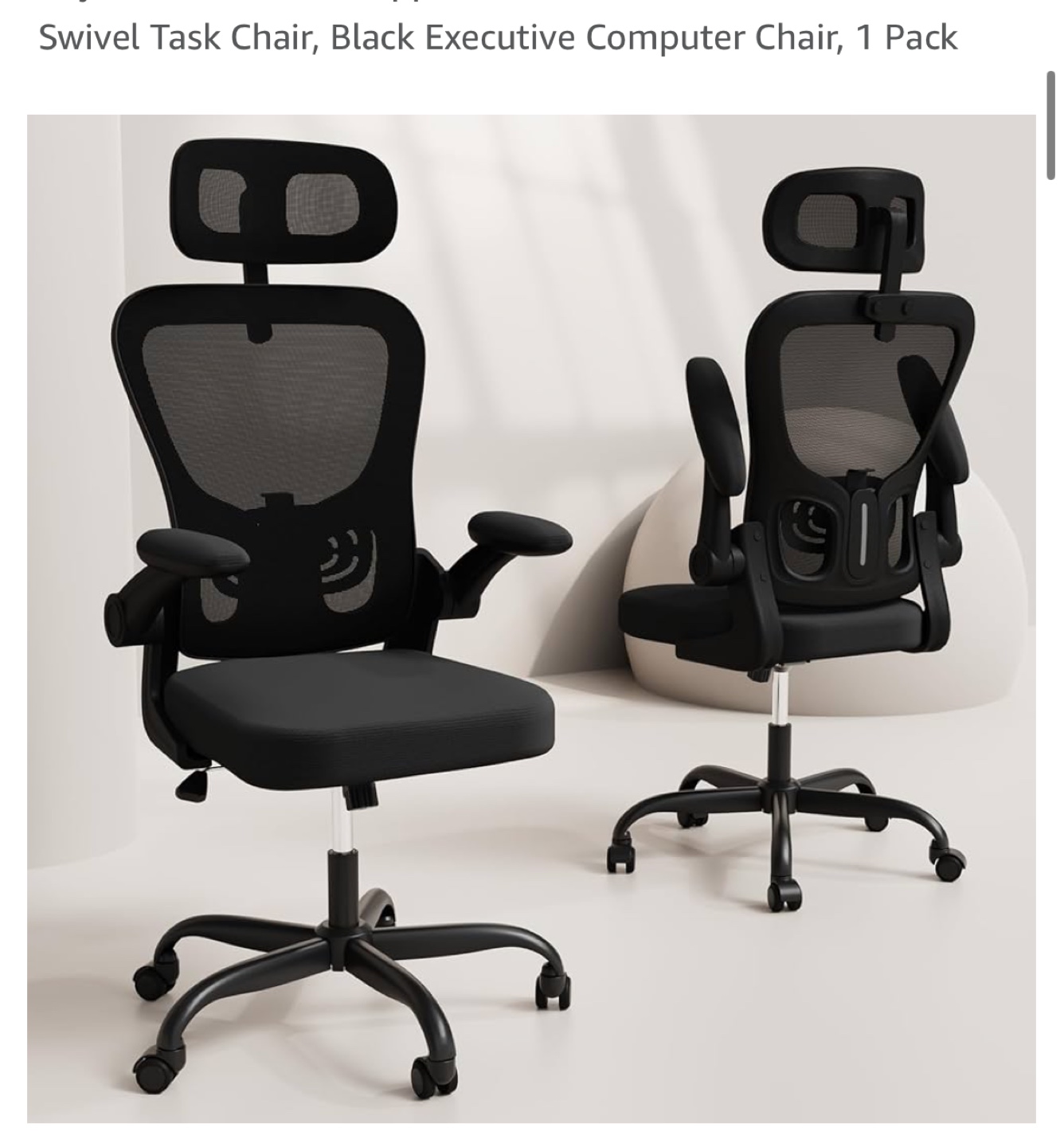 Black Mesh Swivel Office Chair w Neck Support