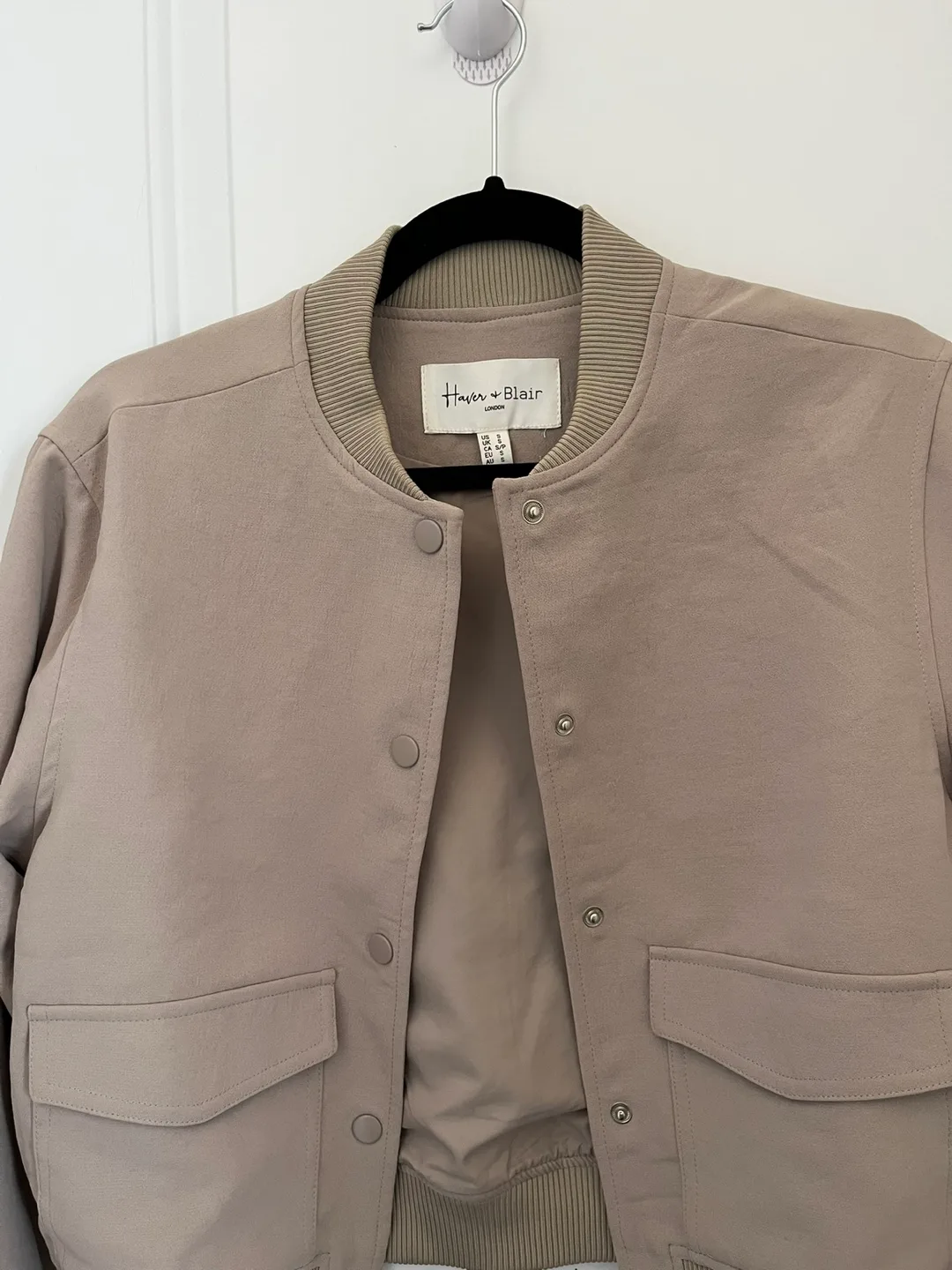 Women's Beige Bomber Jacket thumbnail