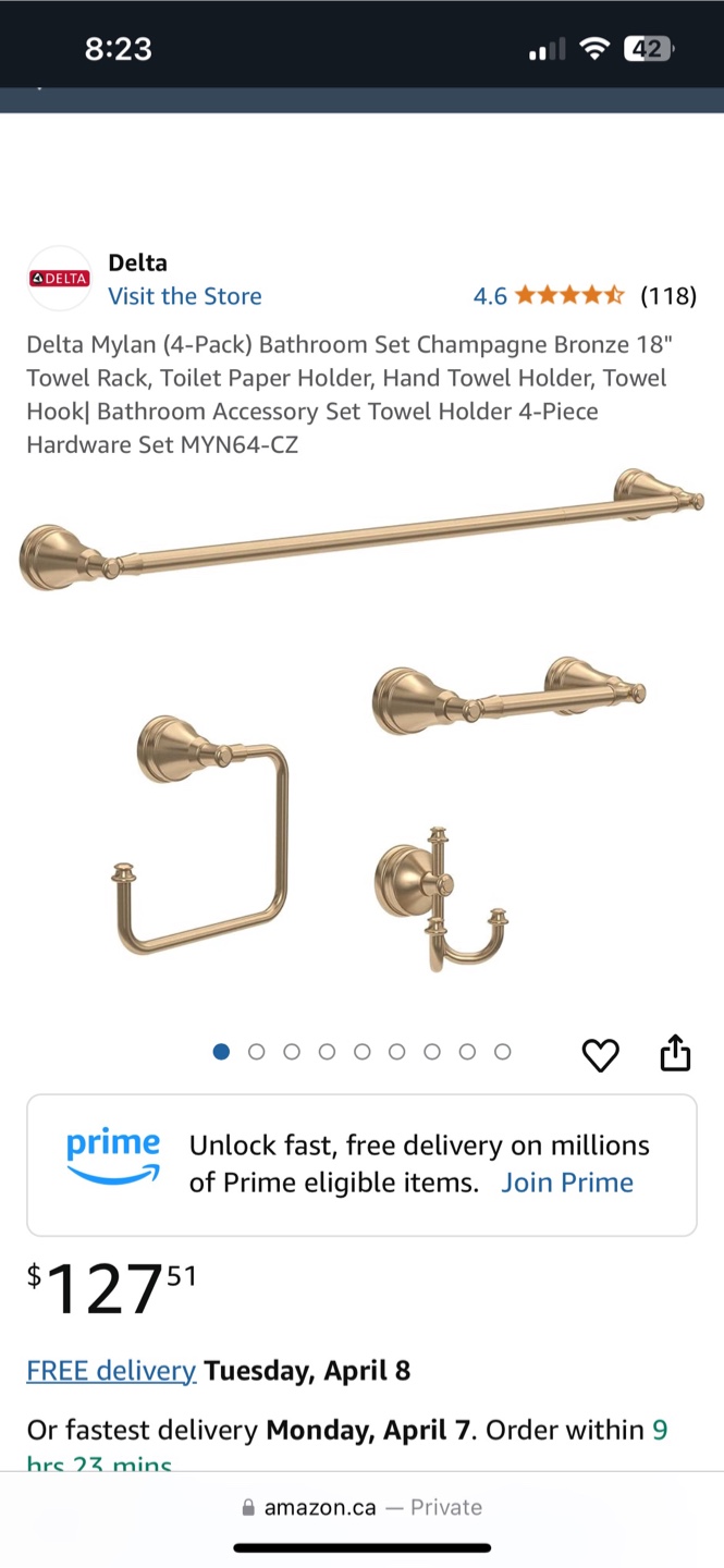 Delta Mylan 4-Piece Bathroom Accessory Set - Champagne Bronze