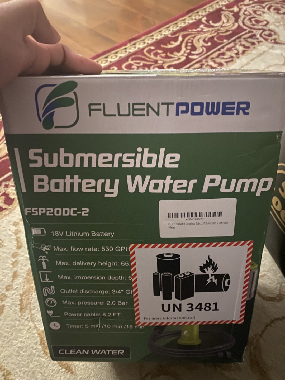 FLUENTPOWER Submersible Battery Water Pump Kit - photo 2