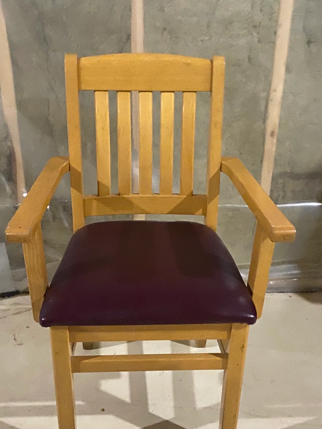 Solid Wood Armchair with Burgundy Cushion thumbnail