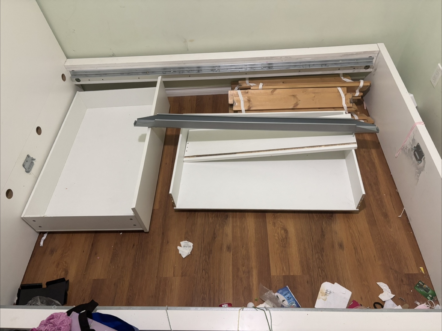 Queen size IKEA MALM White Bed Frame with Drawers - Disassembled