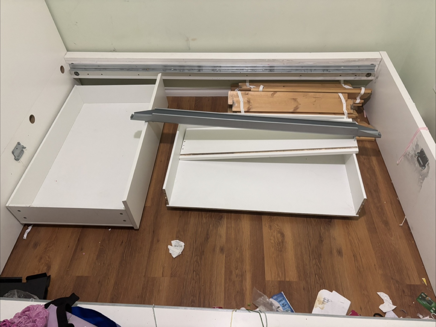 Queen size IKEA MALM White Bed Frame with Drawers - Disassembled - photo 2