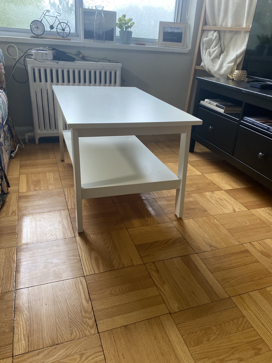 White IKEA Coffee Table with Shelf