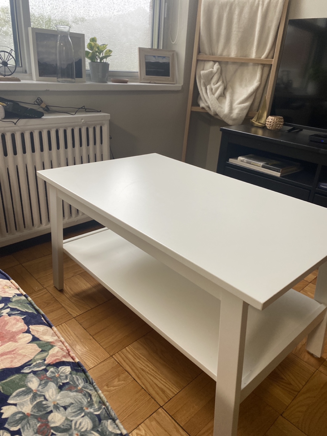 White IKEA Coffee Table with Shelf - photo 2