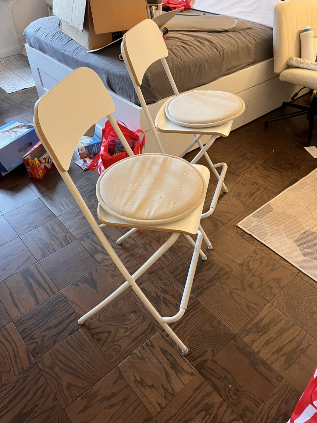 Pair of White IKEA FRANKLIN Folding Stools - photo 2