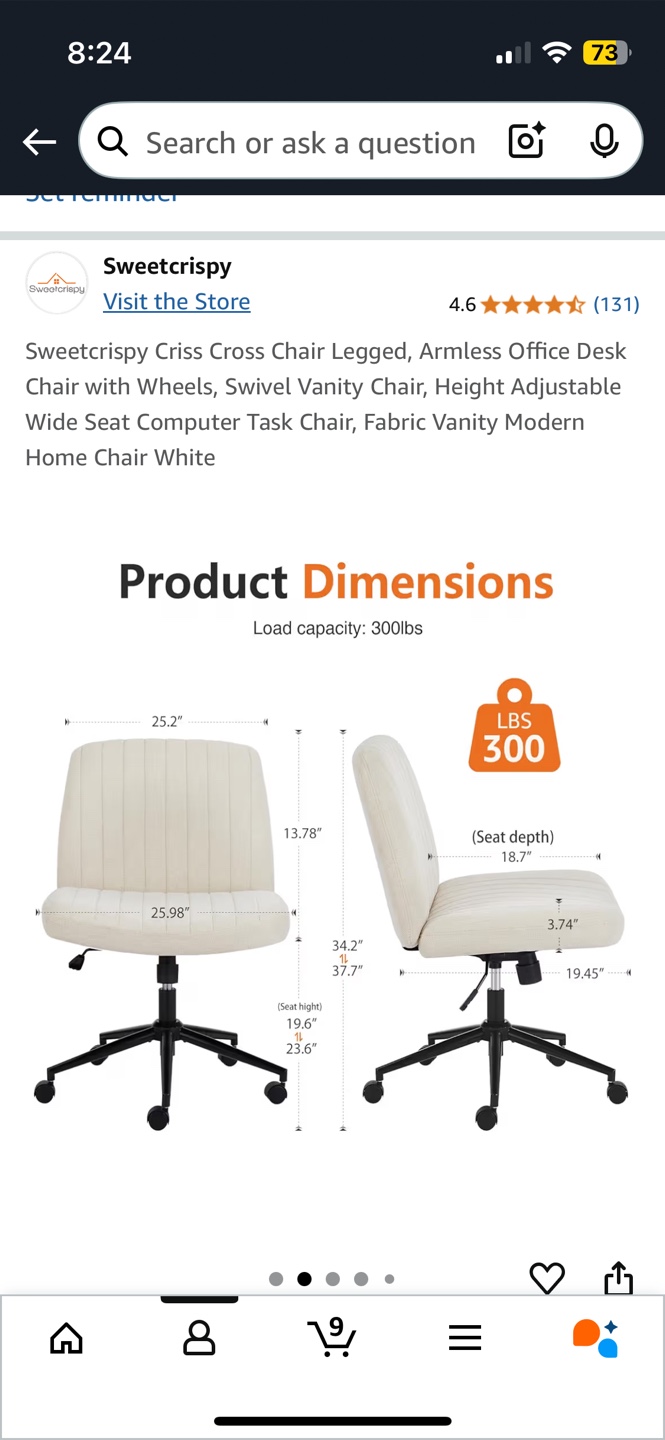 Sweetcrispy White Office Chair - Cross Legged Seating