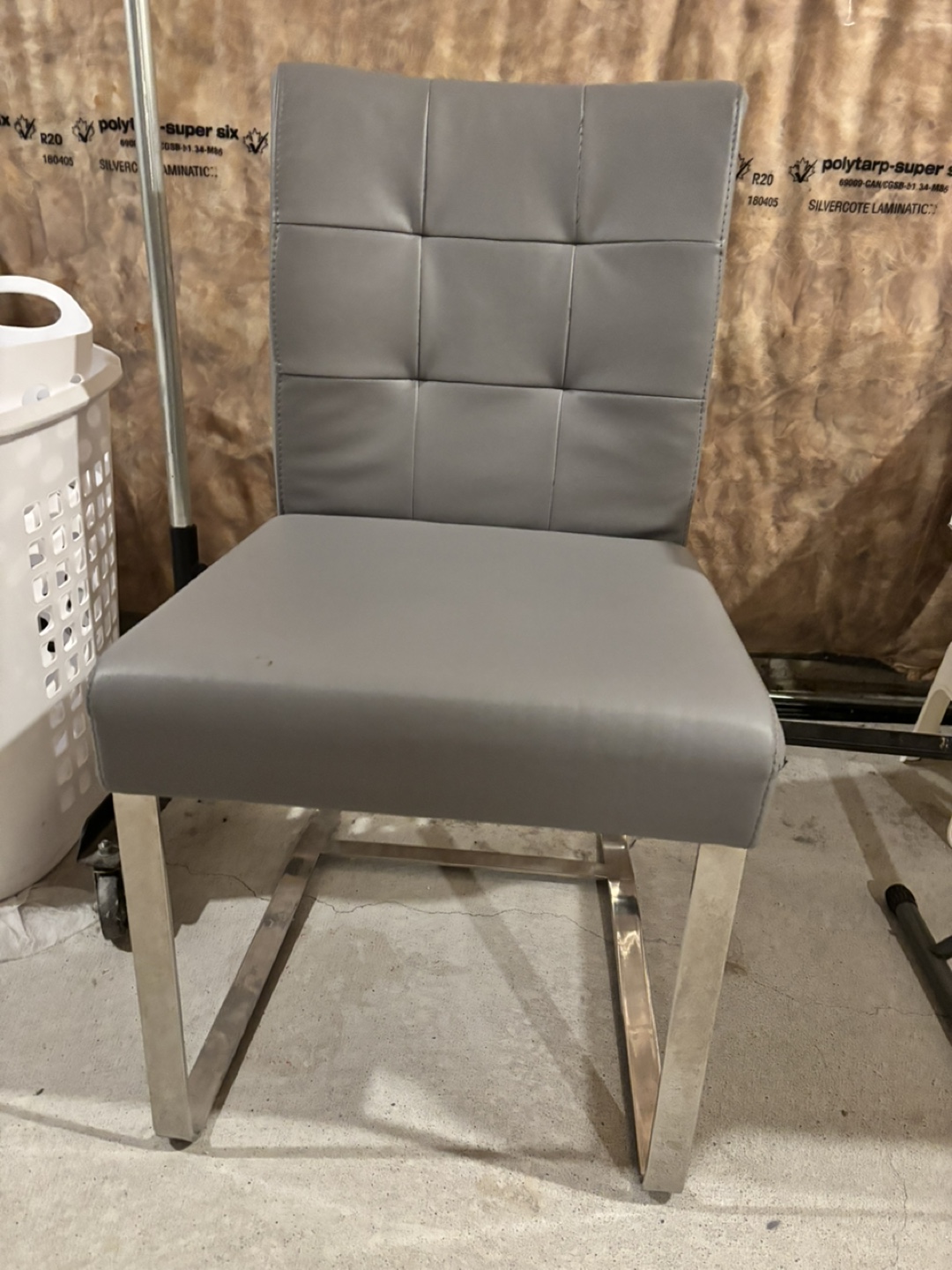 Modern Grey Dining Chair with Stainless Steel Legs