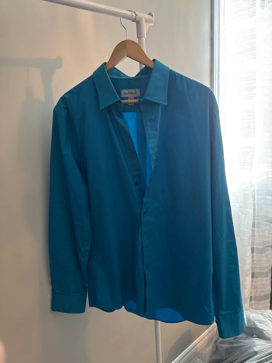 Men's Teal Long Sleeve Button-Down Shirt thumbnail