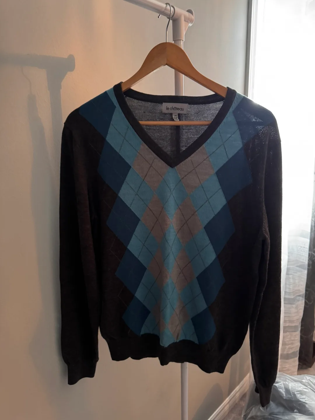 Le Chateau V-Neck Argyle Sweater thumbnail