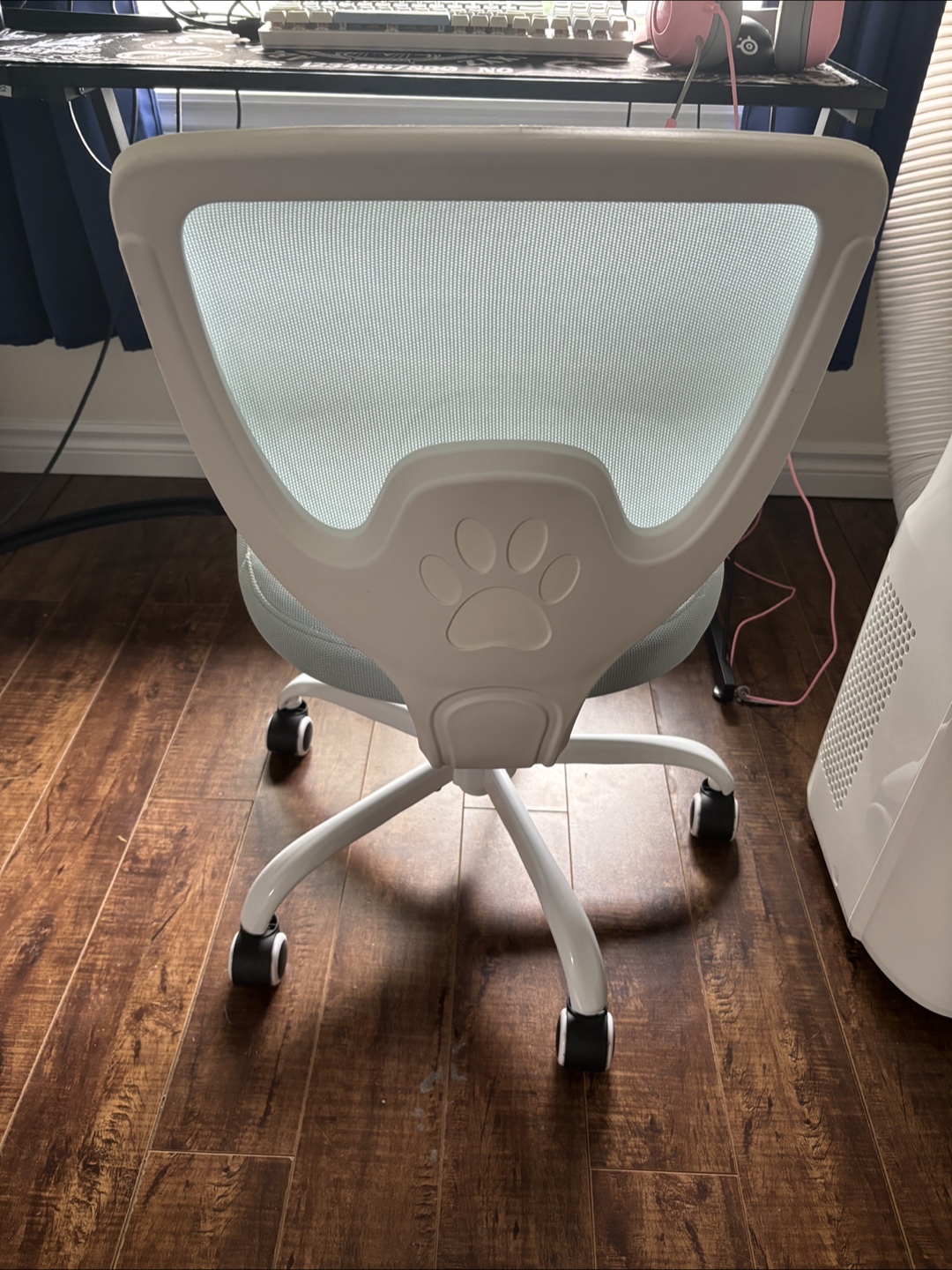 Cute Pastel Blue Office Chair with Paw Print - photo 2