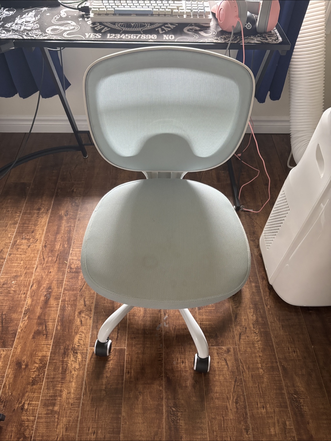 Cute Pastel Blue Office Chair with Paw Print