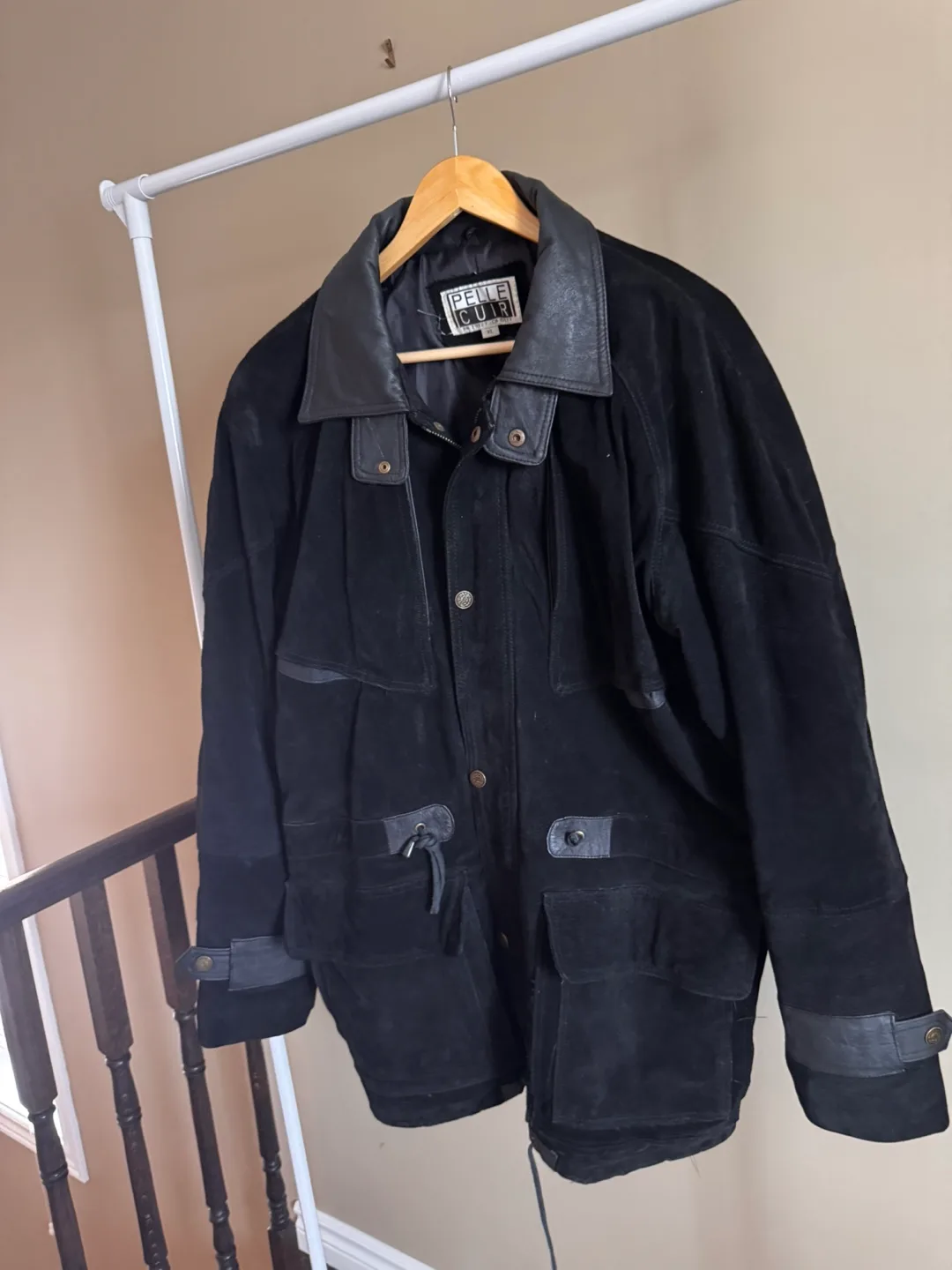 Vintage Pelle Cuir Black Suede Leather Jacket thumbnail