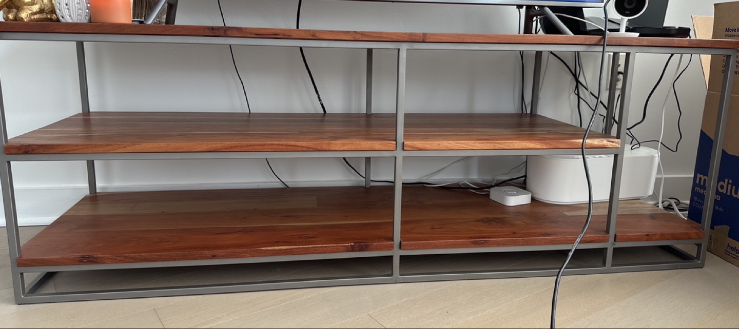 CB2 Industrial Wood and Metal Media Console
