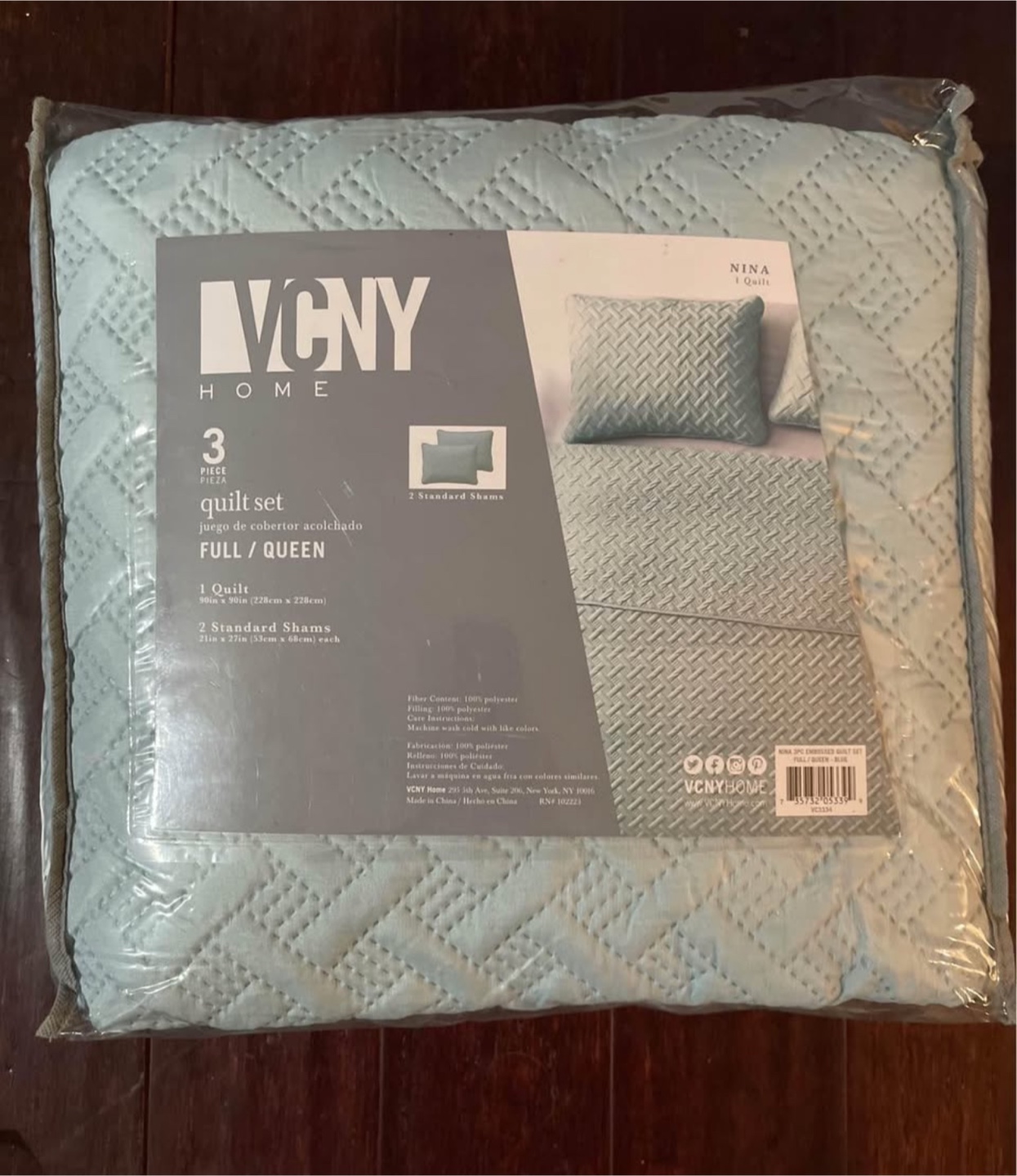 VCNY Home 3-Piece Quilt Set - Full/Queen - Light Blue