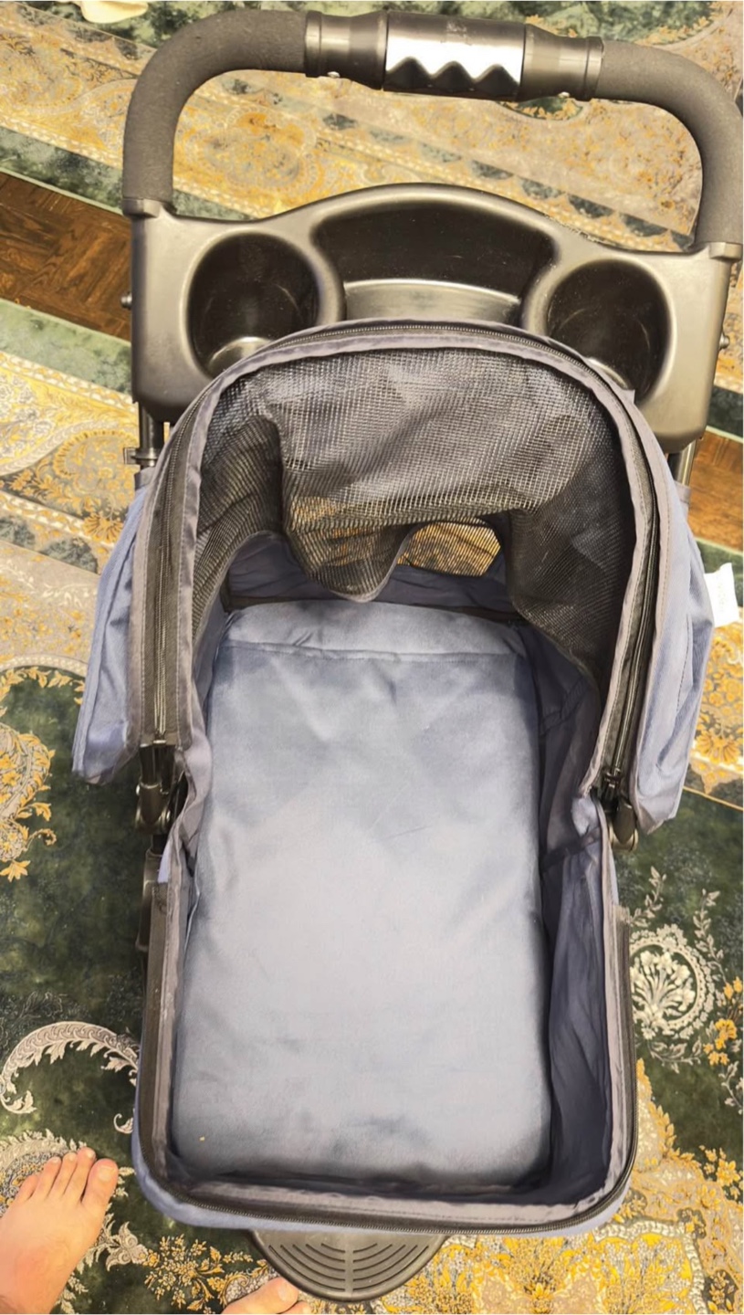 Pet stroller, blue, foldable, with storage - photo 4