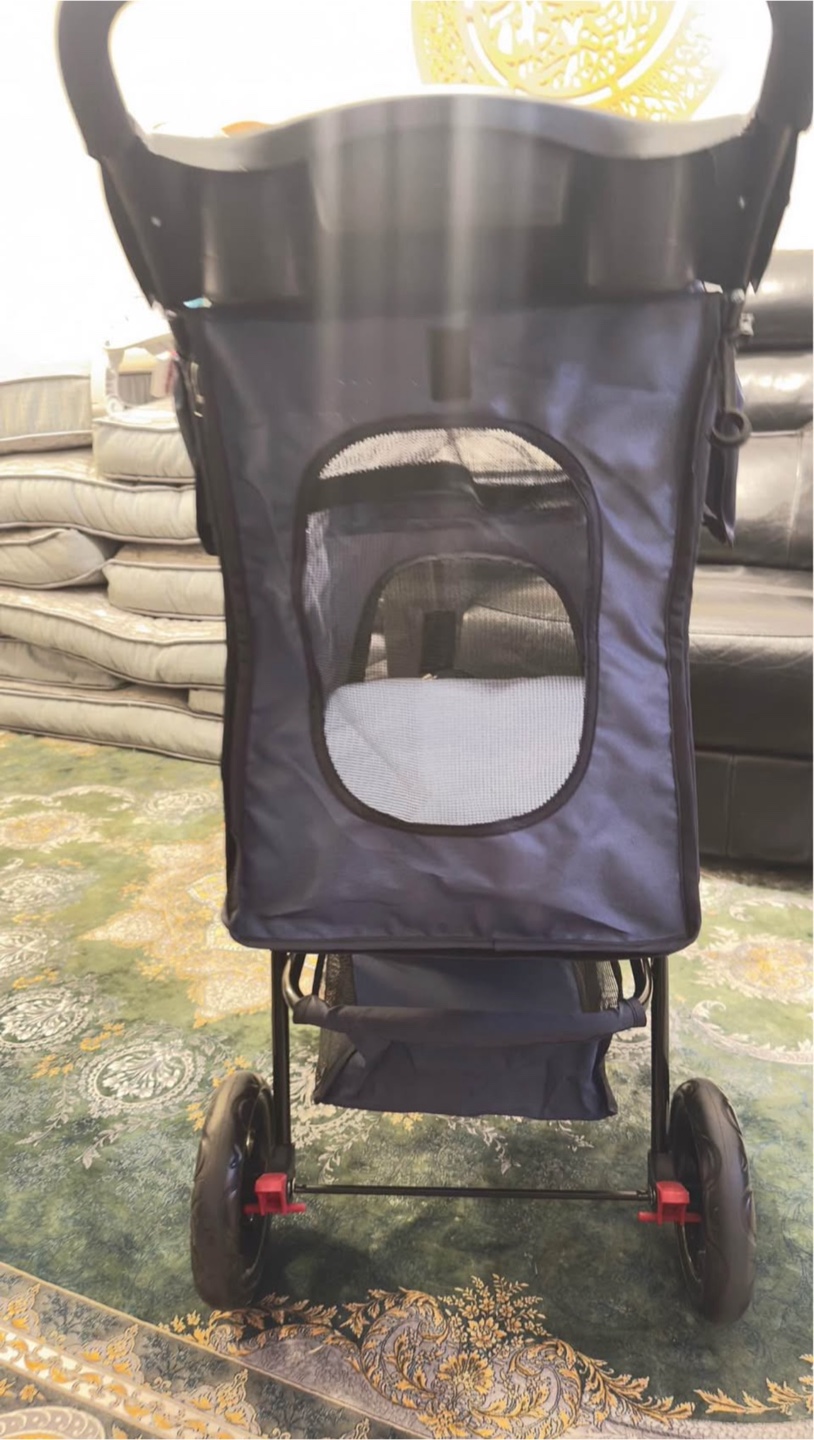 Pet stroller, blue, foldable, with storage - photo 2