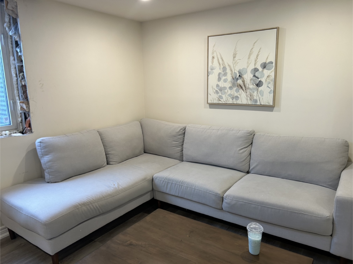 Grey L-Shaped Sectional Sofa - photo 2