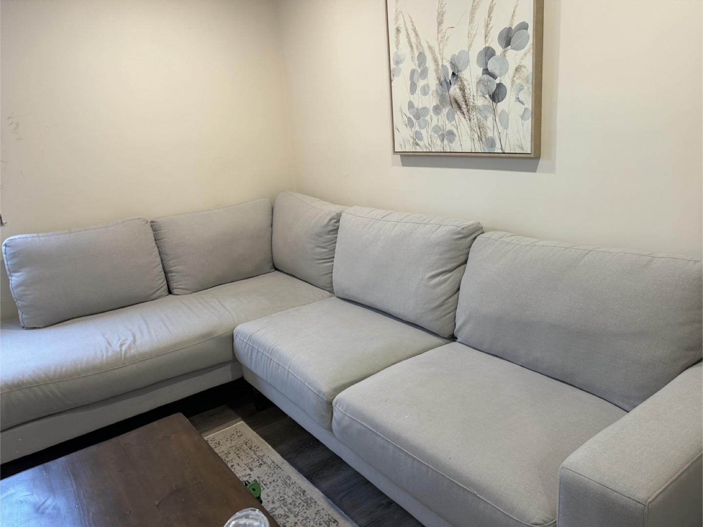 Grey L-Shaped Sectional Sofa - photo 3