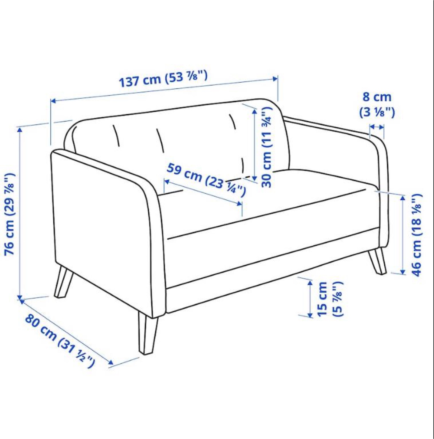 LINANÄS Loveseat 2 Seater Sofa Used-Like New - photo 4
