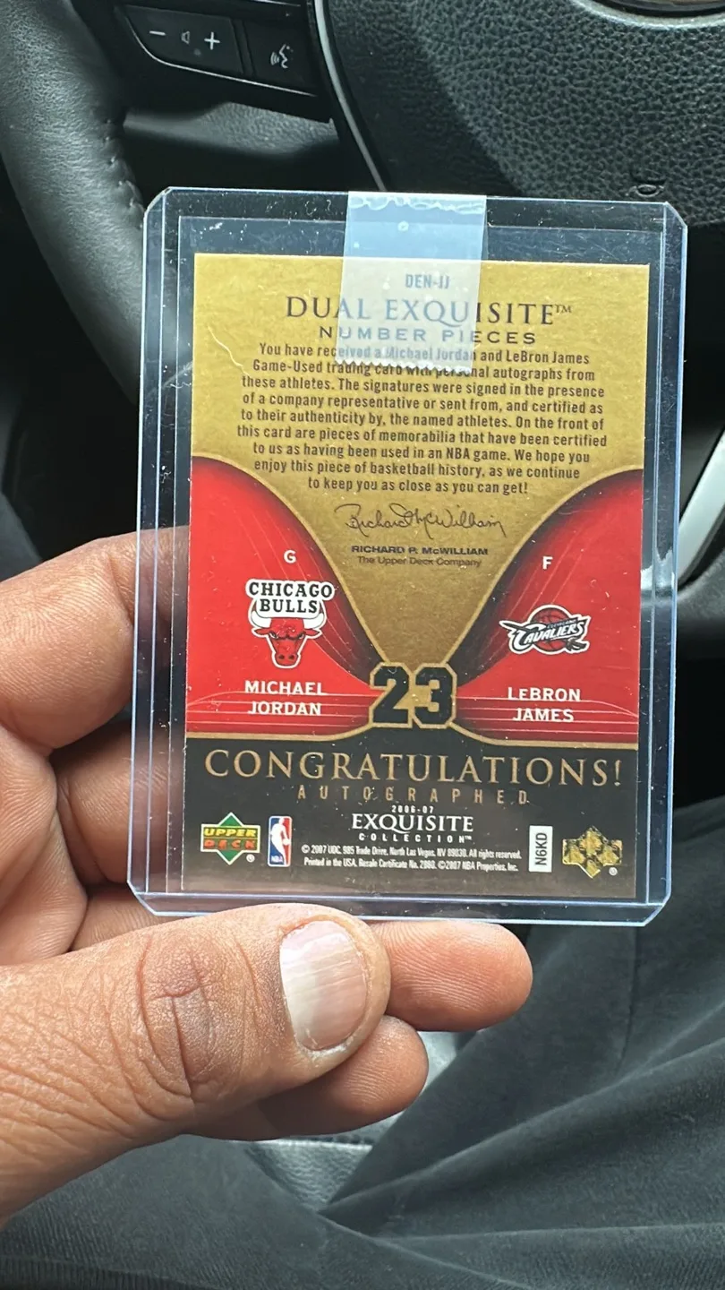 Michael Jordan & LeBron James Dual  Autographed Card #23/23 image indicator(2)