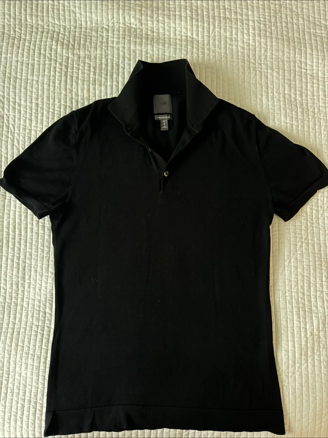 Men's H&M Black Silk Polo Shirt - Size Small thumbnail